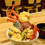 かねかつ食堂 - 伊勢海老と鮑の天丼