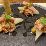 Gustare 佳乃や - ホワイトアスパラ、セコガニのサラダ仕立て