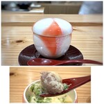 Sushi To Amakusadaiou Amane - 中には天草大王の切り身とアオサが入り、絶品。トロトロで飲める茶碗蒸し。♪