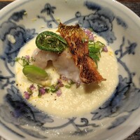 Restaurant Yaku - 〜前菜〜島根の食材を色々な調理法で〜
                大社漁港産甘鯛　出雲産ホワイトアスパラ　一寸豆　天然チャービル　穂紫蘇　島根レモン　
                