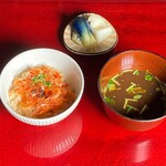 Sakura shrimp rice (with red miso soup)