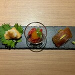 Rakushoku Kurabu Urakouji Gyuunikuten - 前菜3種盛り