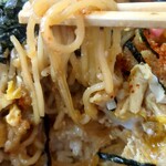 Soba Dokoro Santoku - バホそばドン丼。カツとご飯の間に蕎麦が…