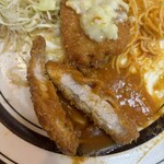 Tonkatsu Yashi - 左のカツがミックスフライ、右がとんかつ定食のカツ