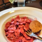 Cucina Italiana TAMANAHA - ピンクのショートパスタ。県産ビーツのクリームソース。甘さがあり美味しかったです。、
