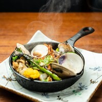 オマール海老のニラバター焼き、元気な野菜添え