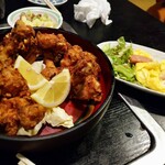 焼き鳥 庭鳥 - チューリップ唐揚げとスパムエッグ