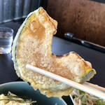Kawa nabe - カボチャ天は甘くてホクホクの食感がイイですな。