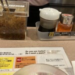 カレーハウス11イマサ - 福神漬をたっぷり乗せて、少し辛味調味料をかけます