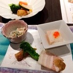 茶玻瑠 - 夕食（コース）：前菜、春野菜の豆乳しゃぶしゃぶ