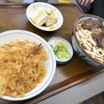 中村屋 - 馬肉うどん+ミニ天丼セット