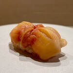 おきむら家 - 赤貝　握り　塩　酢橘
