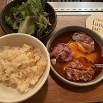 ラム焼肉専門店 lamb ne - ラムすき（上ロース）　ご飯　サラダ