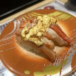 Sushi Douraku - 普段は350円皿のズワイガニがマヨ焼きにアレンジされて145円！！サイコー♪