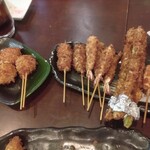 あさひ 尼崎本店 - 左からホタテ、たまねぎ、エビ、アスパラ、もち