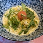 桜小町 - アスパラと帆立貝柱の明太子クリームパスタ