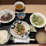 Ginza Nakaji - お好み定食（カツオ叩き、若鶏の唐揚げ）