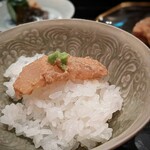 茜坂大沼 - 脂が乗った馬面剥ぎの肝和え。メチャクチャ美味しくて、困るぅ～、ご飯が無くなる。