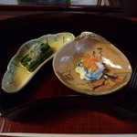 うかい鳥山 - わらびの山葵酢和えと三つ葉の百合根和え