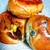 小麦と酵母 濱田家 - 料理写真:上が鴨肉のパニーニ。左に角煮パン、右に豆パン。もちろんハズレはありません！