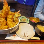 夢楽 - エビ天丼　ご飯大盛り