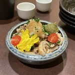 Toriya Musashi - 知覧どり 鶏皮ポン酢。美味し。