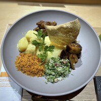 シブ ニシナカス - 上から、副菜の盛り付けもキレイで、食欲をそそりますね。それぞれの副菜がたっぷりなのも嬉しい。