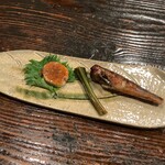 酒盃 - 魚料理(メヒカリ/行者ニンニク/あん肝)