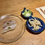 ブリル飯店 - 中華風 本日鮮魚のカルパッチョ、本日の小菜 2種盛り