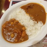 ナタラージ 岩本町店 - 日替わり(ひよこ豆とチキン)、ラム どっちもお肉柔らかくて美味しかった！