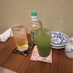 和酒 和食 御結び - 鶴梅ノンアルべびぃ梅酒水割り、ふるふれ抹茶ハイ