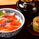 Ginza Kobiki Chou Aomori Sushi - 津軽　海峡サーモン親子丼　ランチセット