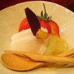 草喰 なかひがし - H26.2水物　酒粕シャーベット、朝摘みイチゴ、橙ジャム