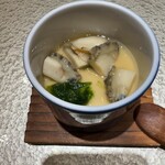 博多 鮨 貴山 - 鮑とアオサの茶碗蒸し