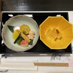 ふぐ御料理處 でん - 野菜の炊き合わせは最高、煮凝りも上品な味わい