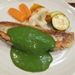 キッチン ブルー グローブ - 反対側から、細長い甘鯛