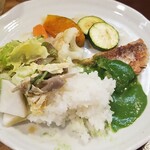 キッチン ブルー グローブ - そのスープの具材を乗せて