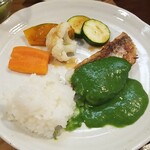 キッチン ブルー グローブ - ご飯にソースを吸わせて