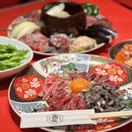 fresh! Meat sashimi Yakiniku (Grilled meat) set for 1 person *Order for 2 people or more