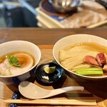 らぁ麺 紫陽花 - つけ麺、麺大盛、白醤油バージョン