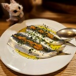 BiXiGARRi - イワシのマリネ。一口食べて感激！臭みや小骨などゼロですフレッシュな魚をニンジンのソースで爽やかに楽しめます！( •̀ω•́ )૭✧ｳﾏｲ