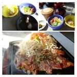 浜茶屋 - 鮪のチャンチャン焼き（1500円）サラダ・お吸い物・お漬物付。 