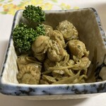 ひら山 - お通し　　ホタテ時雨煮