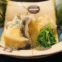 是しん - 炊いた鮑と椎茸に蓮根、湯葉、おかひじき、きゅうりが入ってます♪