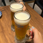 あぶり清水 西口通り店 - まずはビールで乾杯♪(*^^)o∀*∀o(^^*)♪