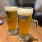 Aburi Shimizu - ◇生ビール(お疲れの一杯）¥300×2
                      プレモルの香るエールが300円でいただけ嬉しい(*´∀`)♪