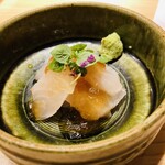 炭火割烹 麻布龍土町 - 本日のお造り(シマアジ)