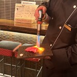 和フレンチバル村塾 - 温前菜3 国産牛サーロインを使った肉寿司