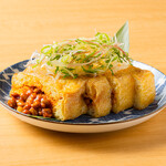 Niigata Prefecture Tochio fried tofu sandwiched with natto and kimchi