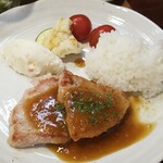 キッチン ブルー グローブ - ご飯を乗せて